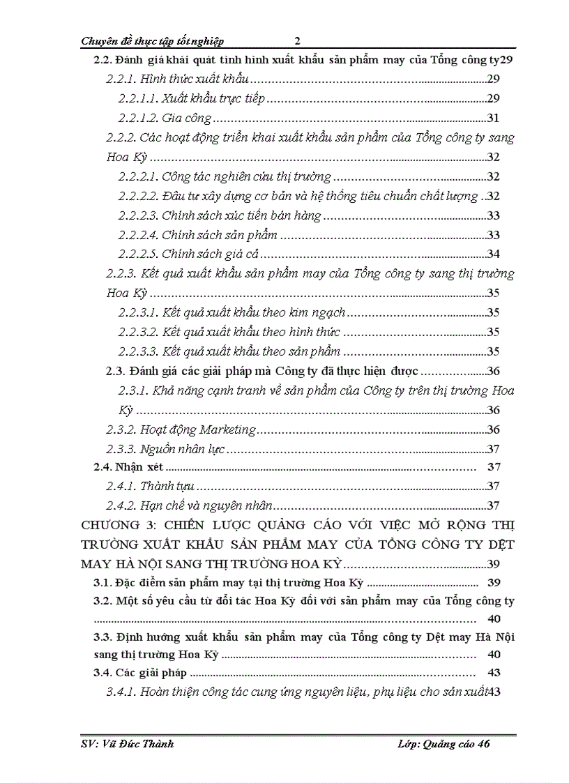 Chiến lược quảng cáo với việc mở rộng thị trường xuất khẩu sản phẩm may của HÀ NỘI sang thị trường Hoa Kỳ