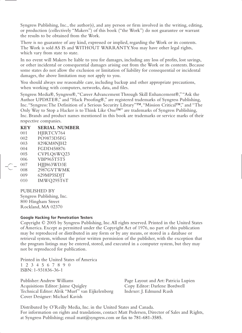 image for page Google Hacking for Penetration Testers