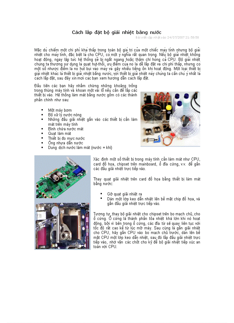 image for page Cách lắp đặt bộ giải nhiệt bằng nước