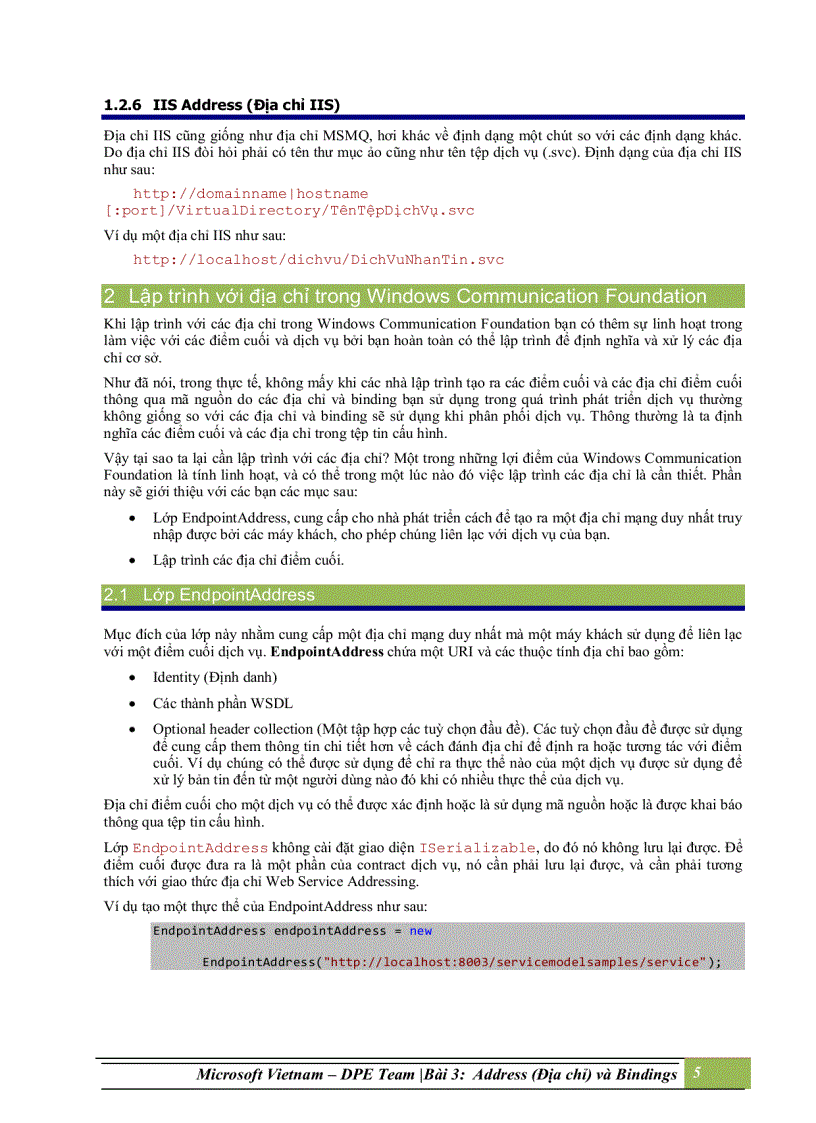 image for page Addresses địa chỉ và bindings