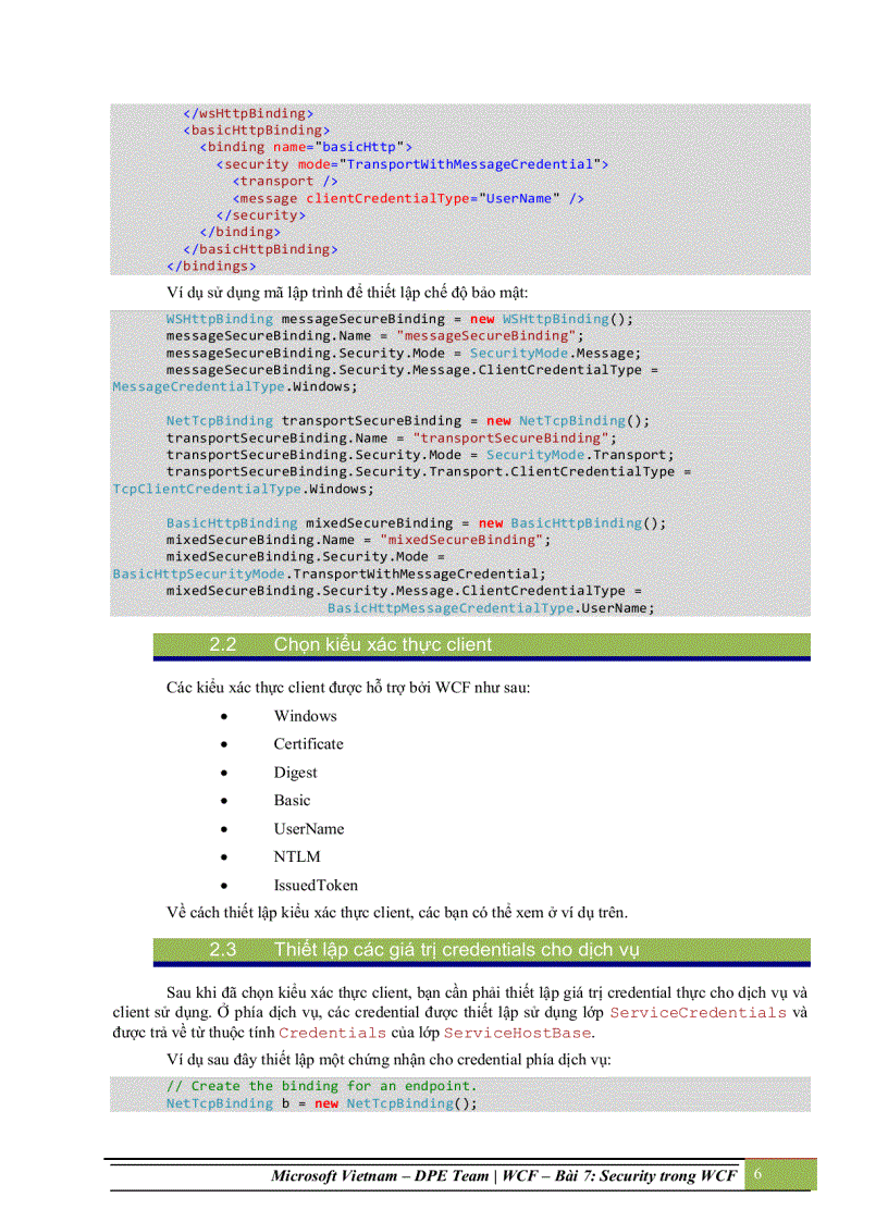 image for page Security trong windows communication foundation