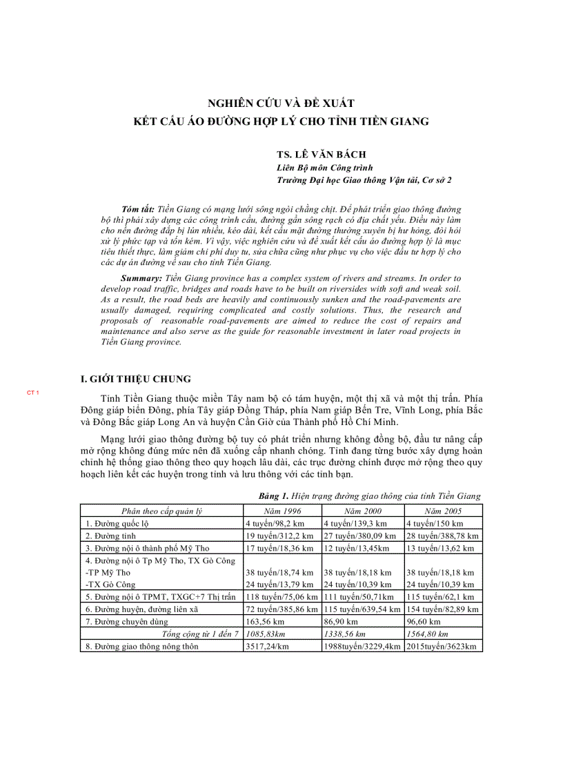 image for page Nghiên cứu và đề xuất kết cấu áo đường hợp lý cho tỉnh tiền giang