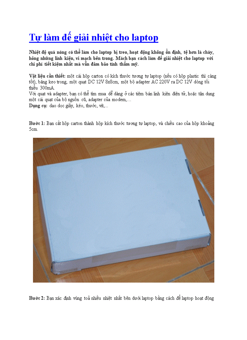 image for page Tự làm đế giải nhiệt cho laptop