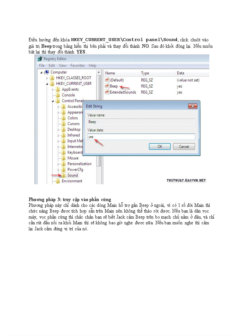 image for page Tắt hệ thống Beep khi khởi động