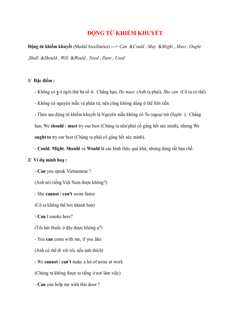 image for page Ngữ pháp Tiếng Anh thông dụng ĐỘNG TỪ KHIẾM KHUYẾT