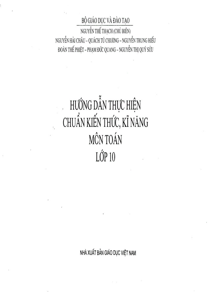 image for page Hướng dẫn thực hiện chuẩn kiến thức kĩ năng TOÁN 10