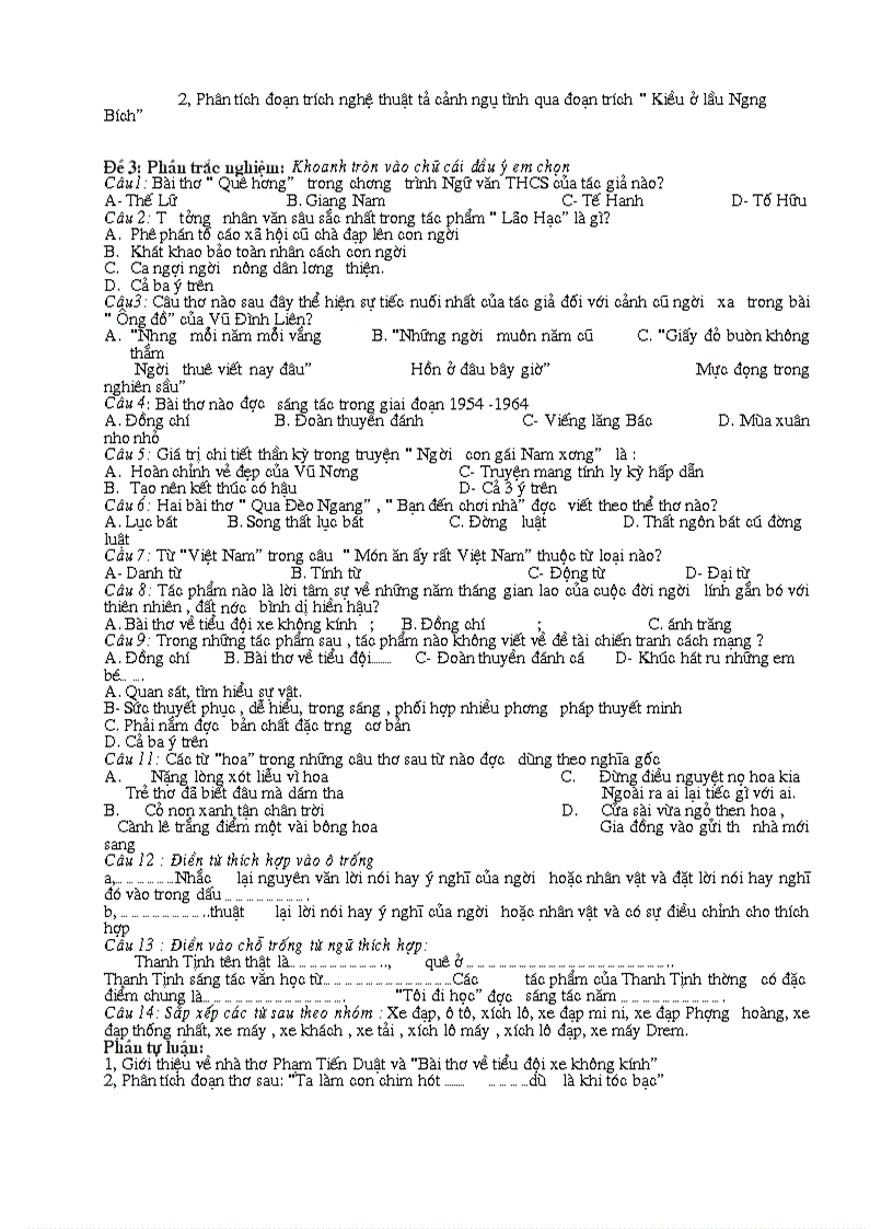 image for page Một số đề luyện thi vào lớp 10 môn ngữ văn