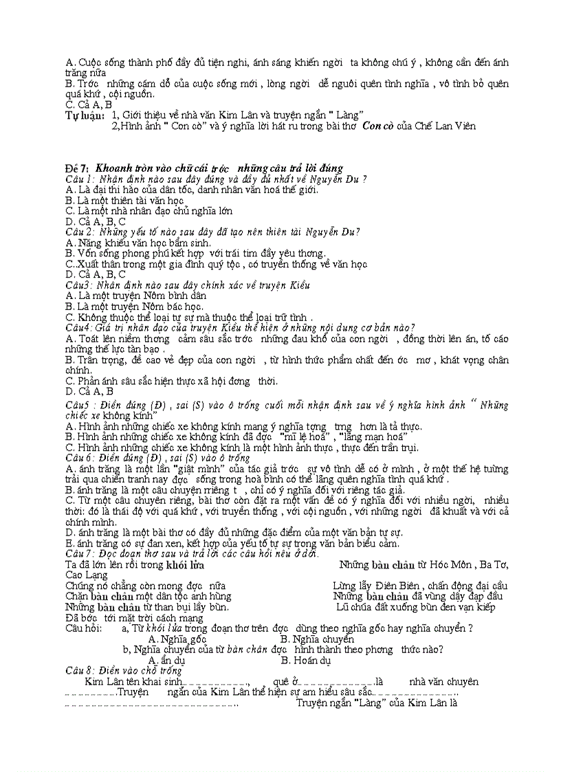 image for page Một số đề luyện thi vào lớp 10 môn ngữ văn