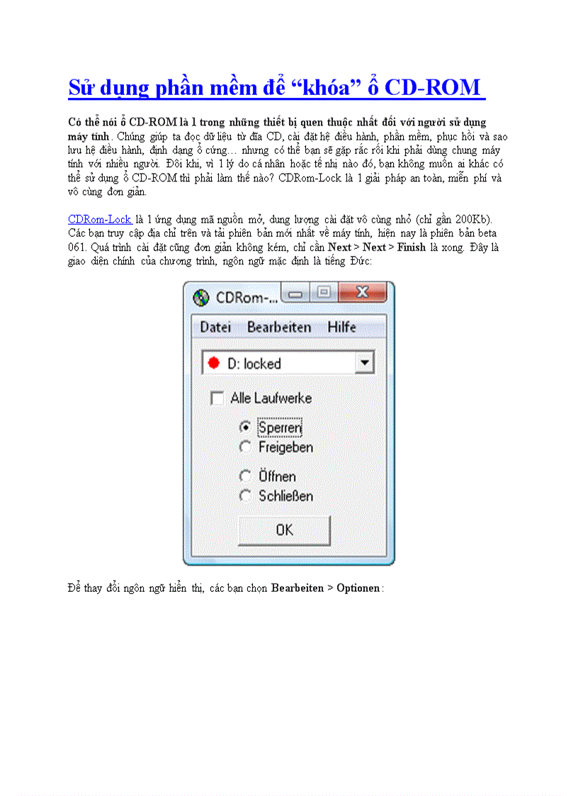 image for page Sử dụng phần mềm để khóa ổ CD ROM