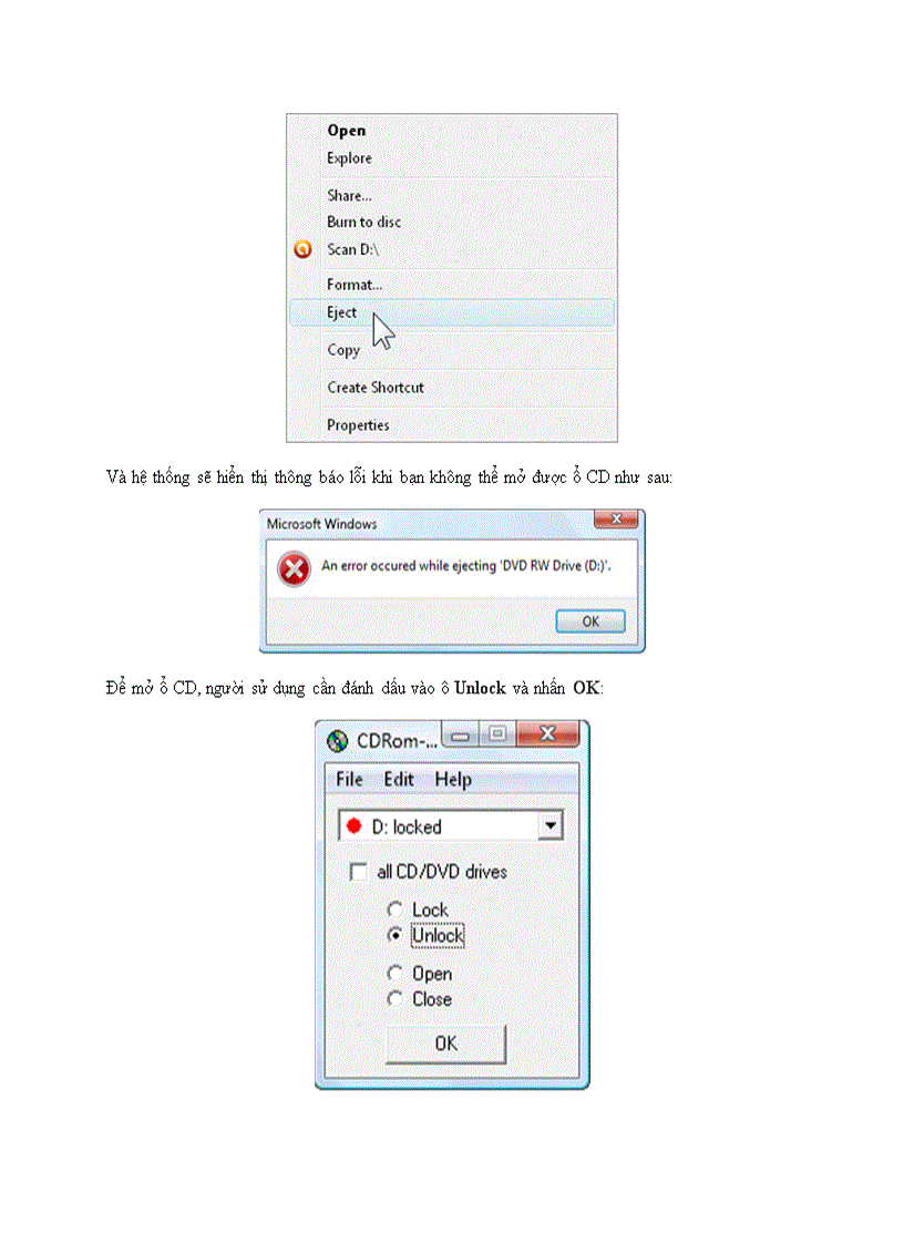 image for page Sử dụng phần mềm để khóa ổ CD ROM
