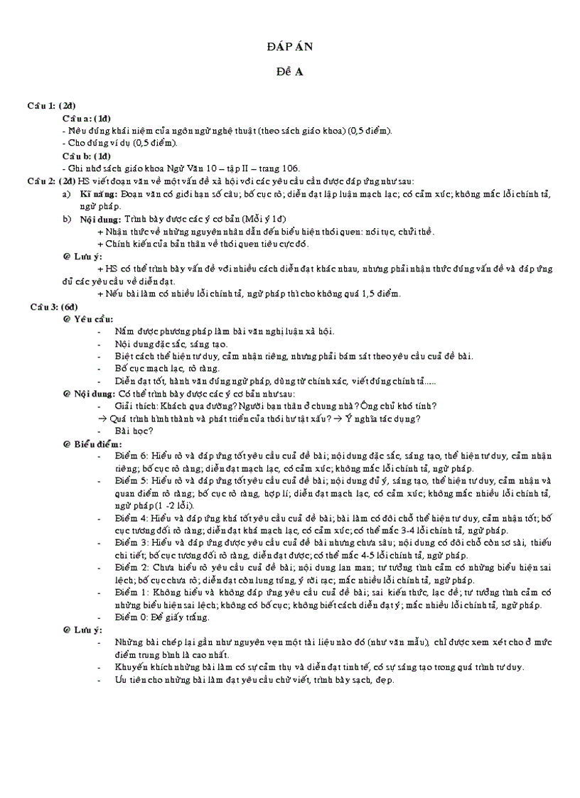 image for page Đề kiểm tra môn Ngữ văn 10 HKII