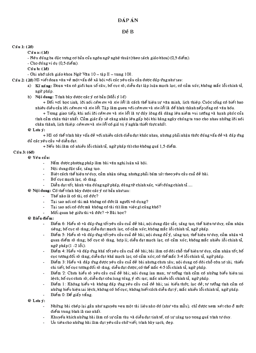 image for page Đề kiểm tra môn Ngữ văn 10 HKII