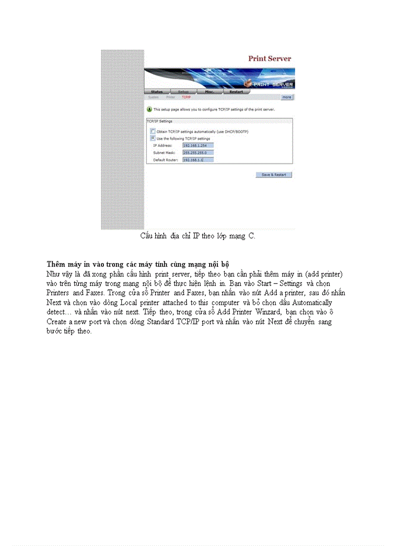 image for page Cấu hình và sử dụng print server