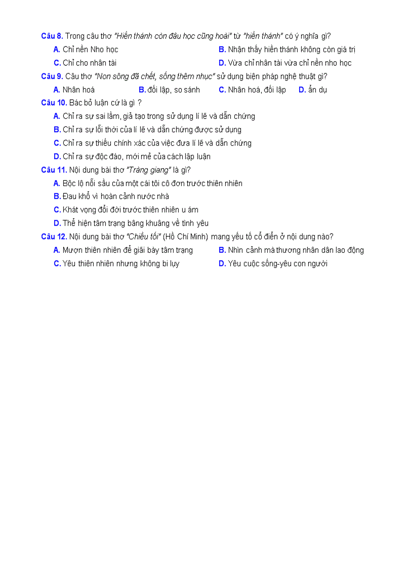 image for page Đề kiểm tra Ngữ Văn 11 HKII 1