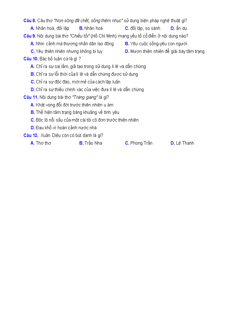 image for page Đề kiểm tra Ngữ Văn 11 HKII 1