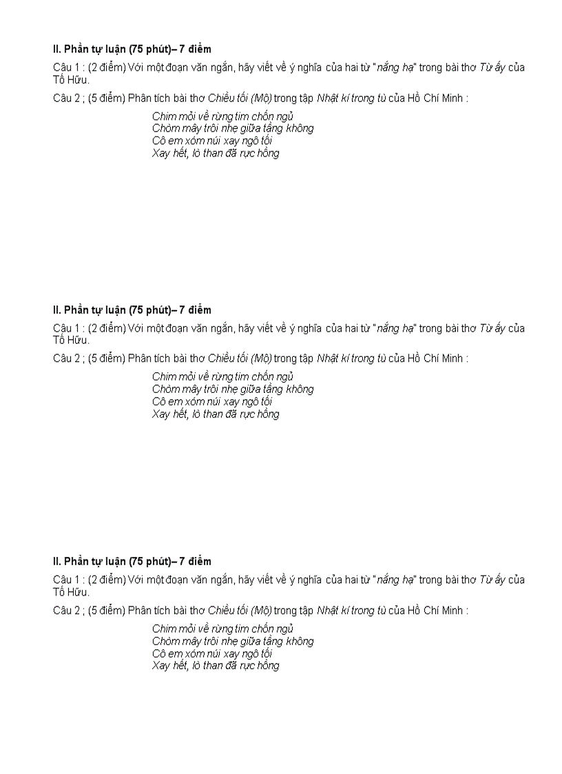 image for page Đề kiểm tra Ngữ Văn 11 HKII 1