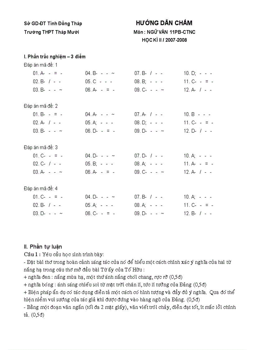 image for page Đề kiểm tra Ngữ Văn 11 HKII 1