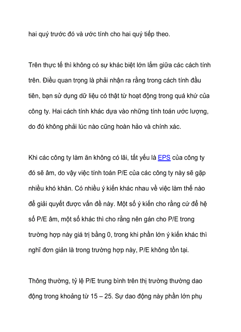 image for page Hệ số giá trên thu nhập một cổ phần