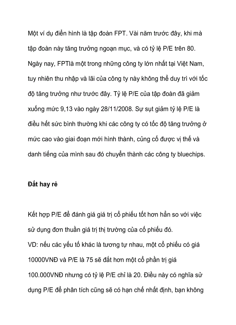 image for page Hệ số giá trên thu nhập một cổ phần