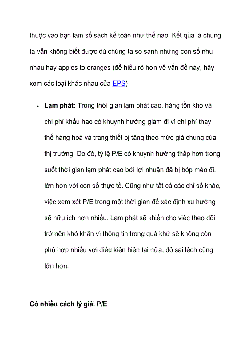 image for page Hệ số giá trên thu nhập một cổ phần
