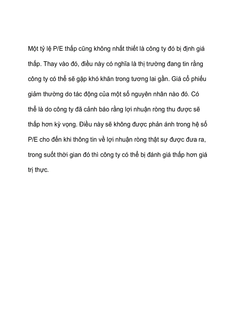 image for page Hệ số giá trên thu nhập một cổ phần