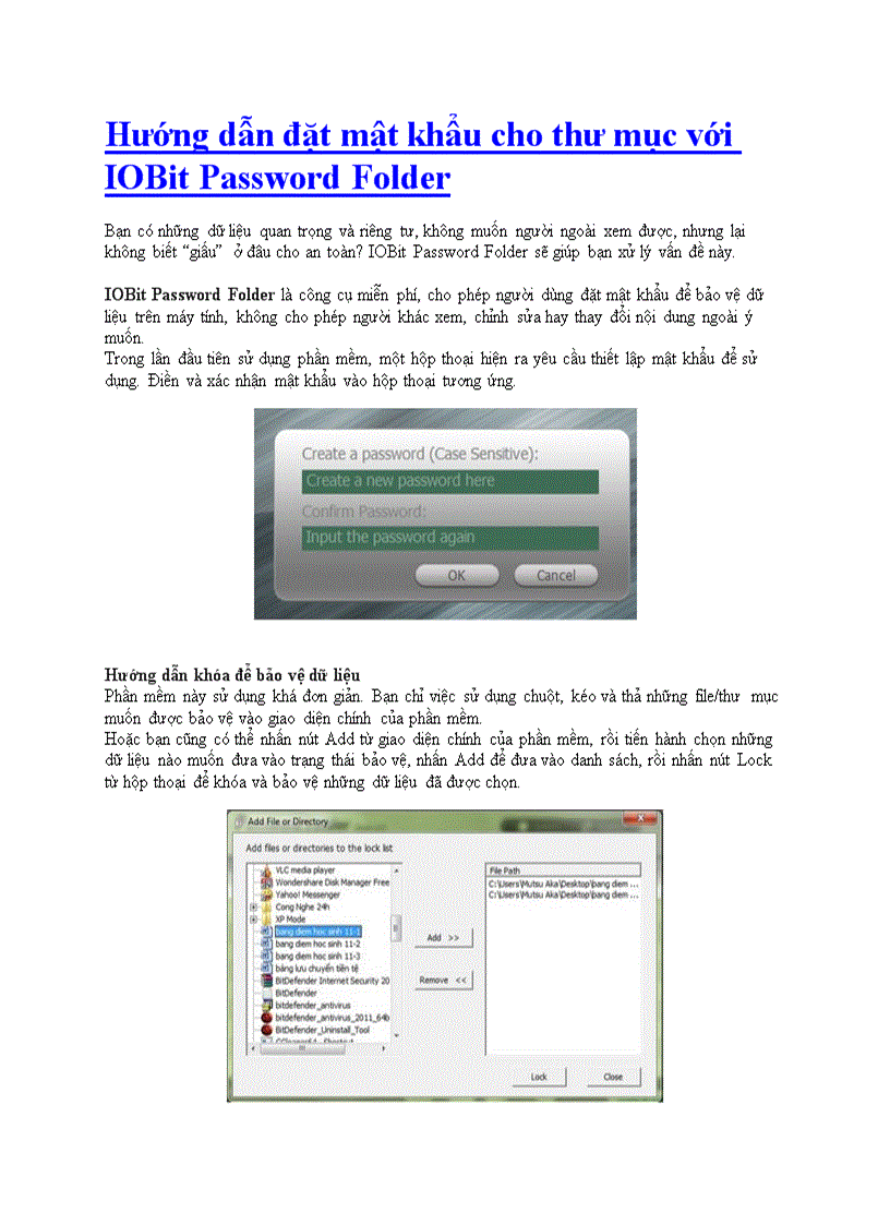 image for page Hướng dẫn đặt mật khẩu cho thư mục với IOBit Password Folder