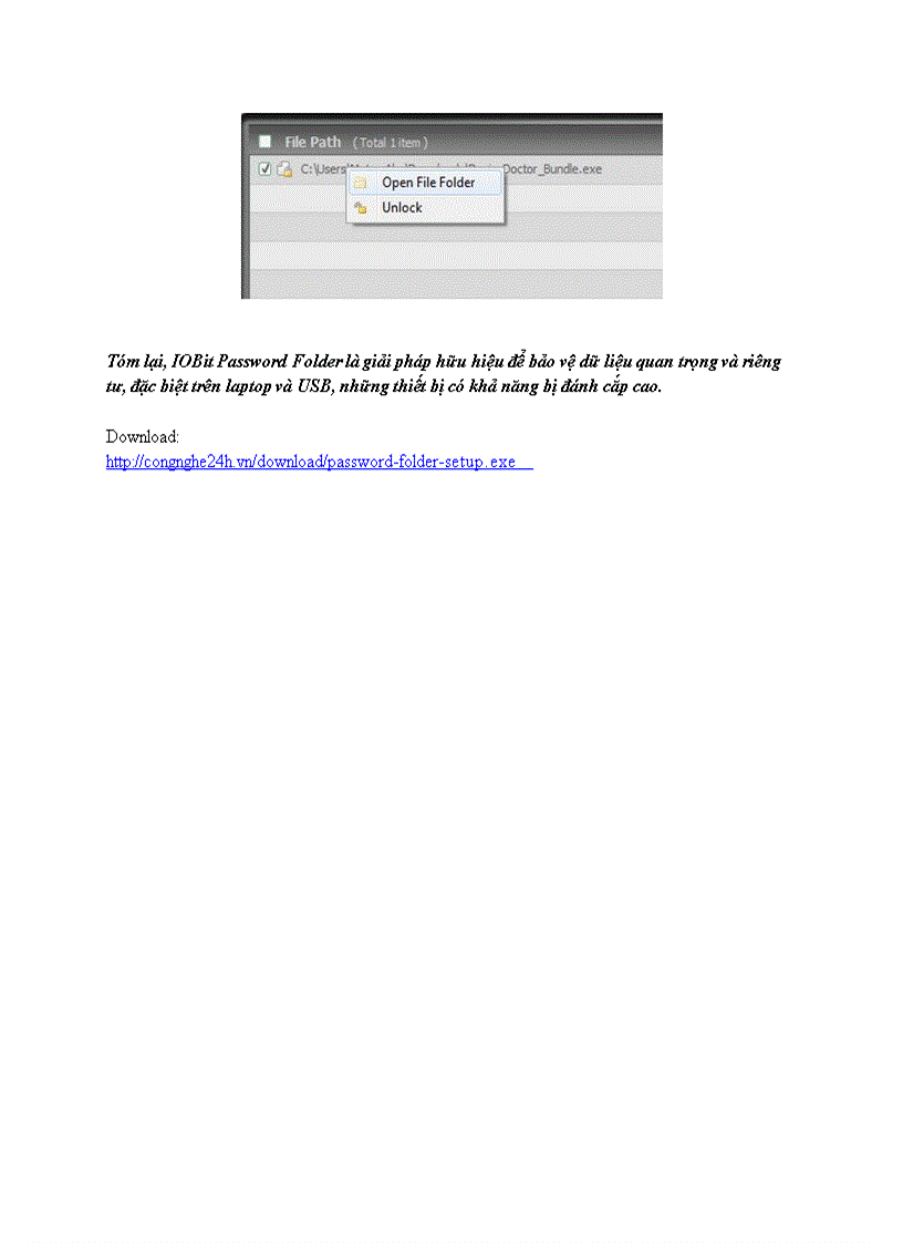 Hướng dẫn đặt mật khẩu cho thư mục với IOBit Password Folder