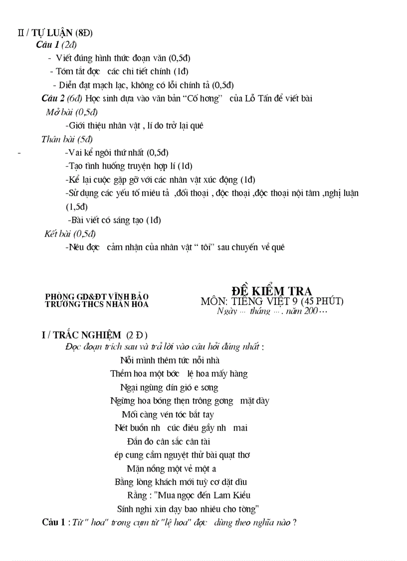 image for page 12 Đề kiểm tra môn Ngữ văn lớp 9