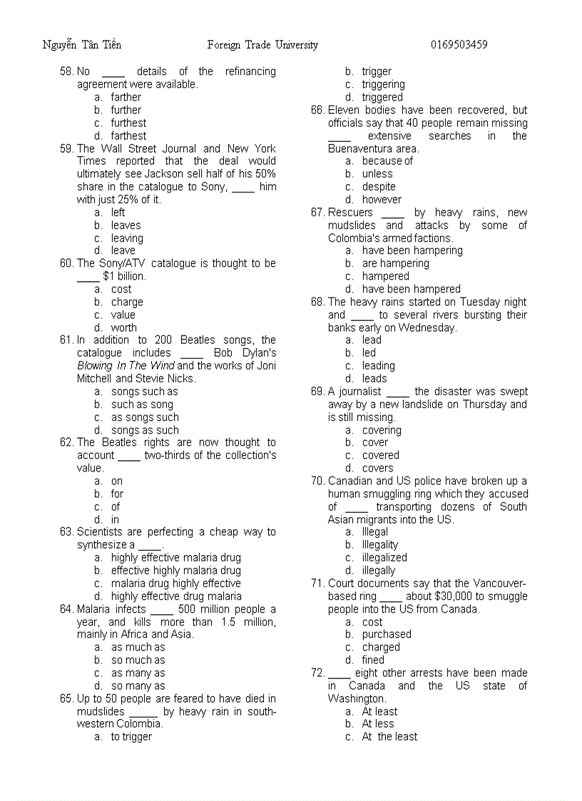 MASTER PART 5 TOEIC 10 Nguyễn Tân Tiến