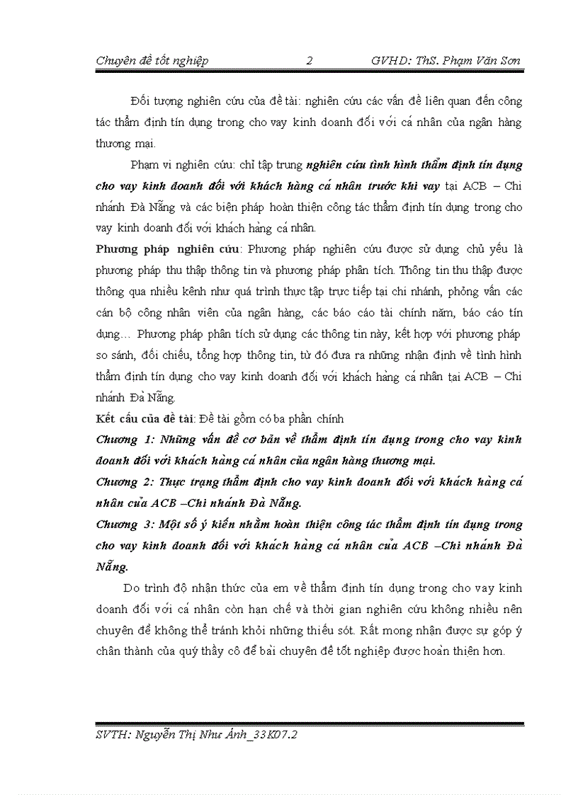 image for page Đánh giá công tác thẩm định tín dụng trong cho vay kinh doanh đối với khách hàng cá nhân tại Ngân hàng thương mại cổ phần Á Châu Chi nhánh Đà Nẵng