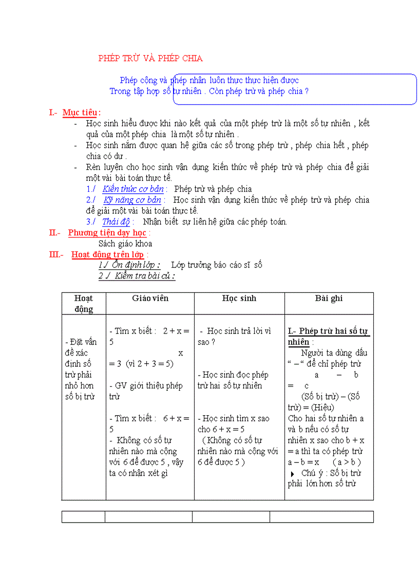 image for page Toán PHÉP TRỪ VÀ PHÉP CHIA