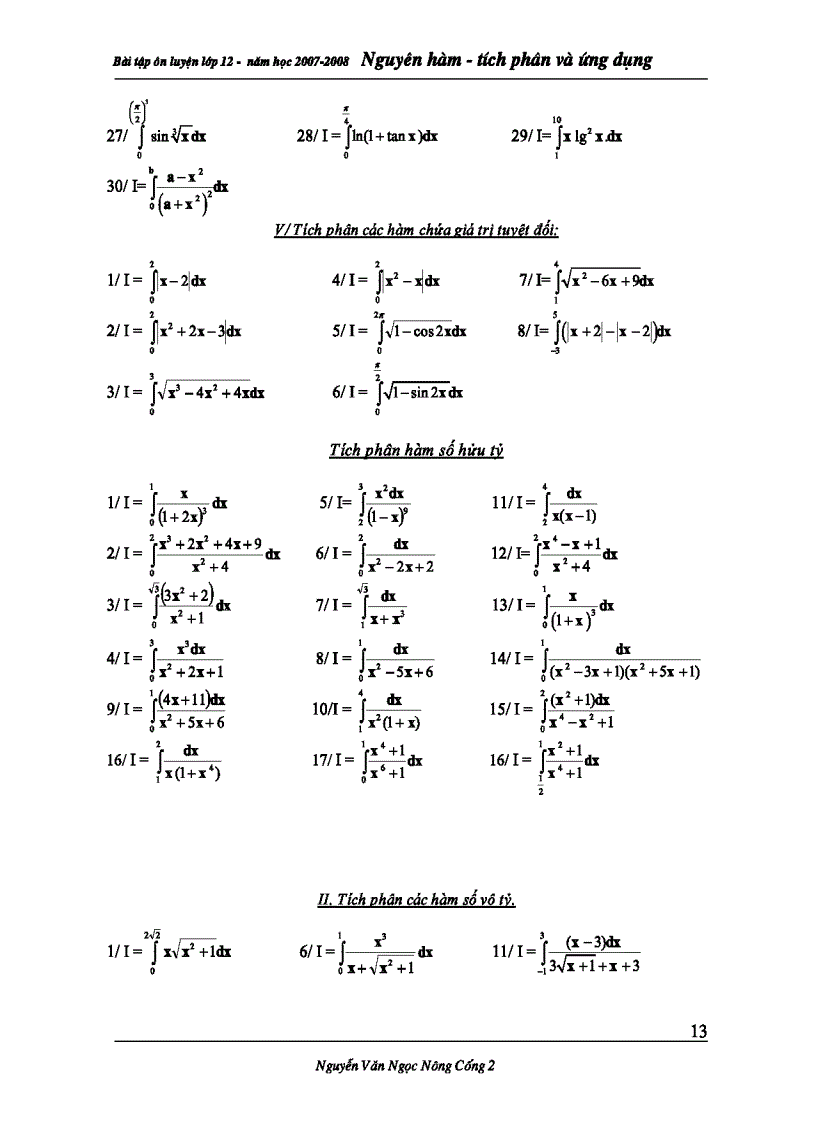 image for page Bài Giảng Nguyên hàm Tích phân Ứng dụng