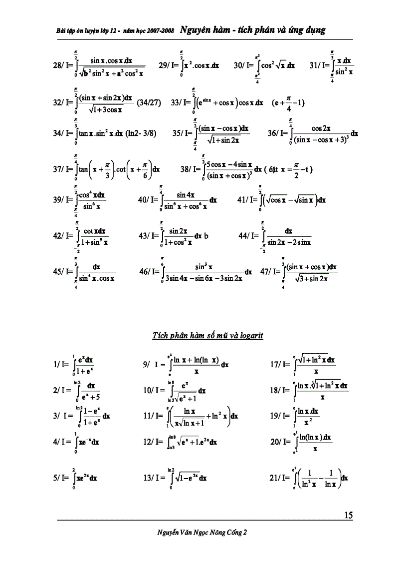 image for page Bài Giảng Nguyên hàm Tích phân Ứng dụng