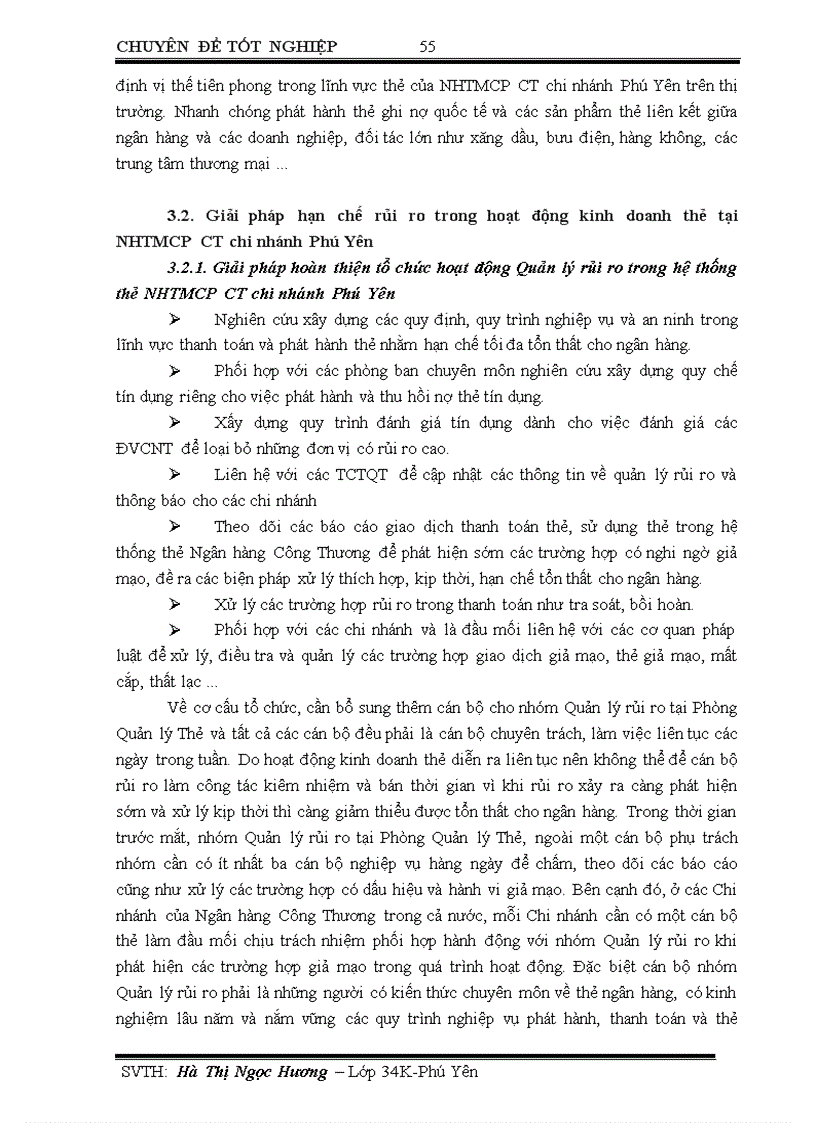 image for page Giải pháp hạn chế rủi ro trong hoạt động kinh doanh thẻ tại ngân hàng thương mại cổ phần Công Thương Việt Nam chi nhánh Phú Yên