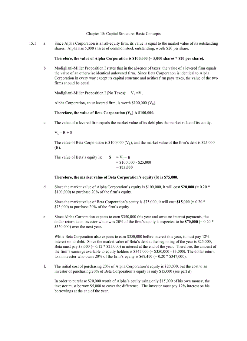 image for page Tài chính doanh nghiệp Bài tập Chapter 15