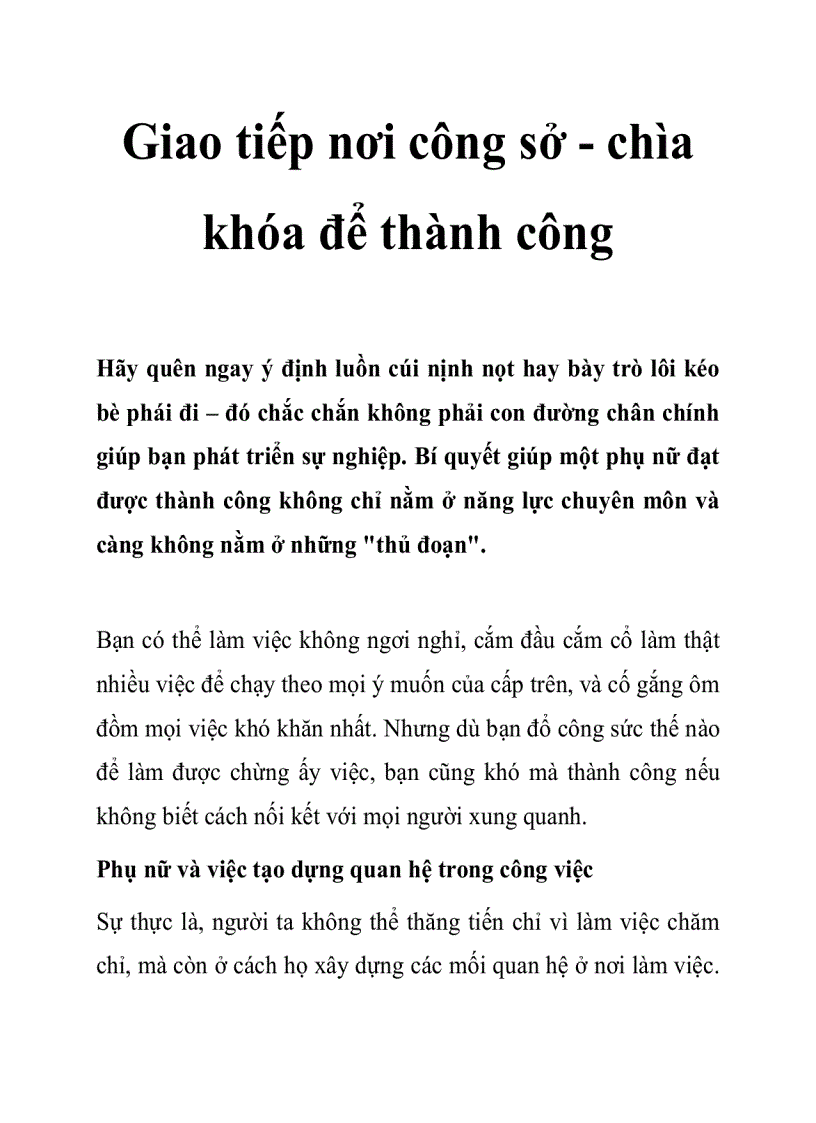 image for page Giao tiếp nơi công sở chìa khóa để thành công