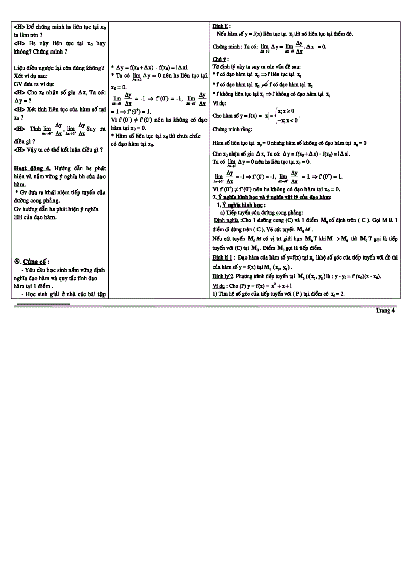 image for page Bài Giảng Định nghĩa ý nghĩa của Đạo hàm