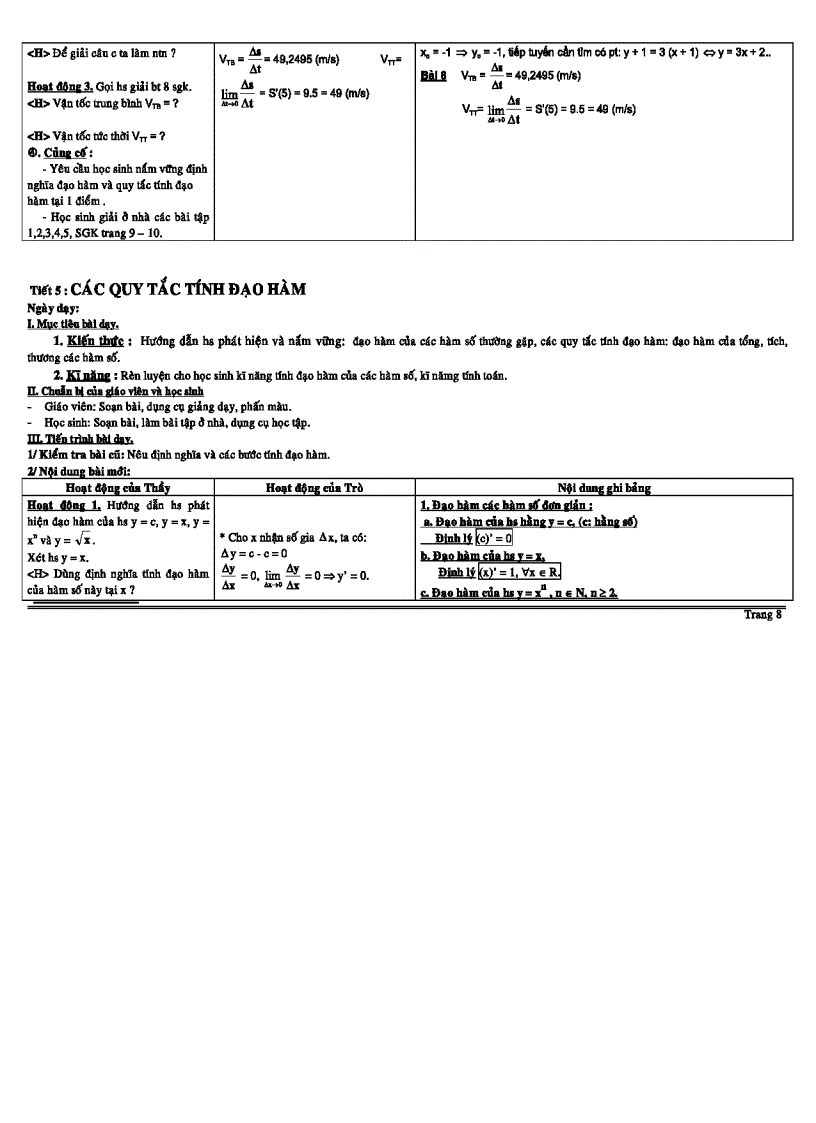 image for page Bài Giảng Định nghĩa ý nghĩa của Đạo hàm