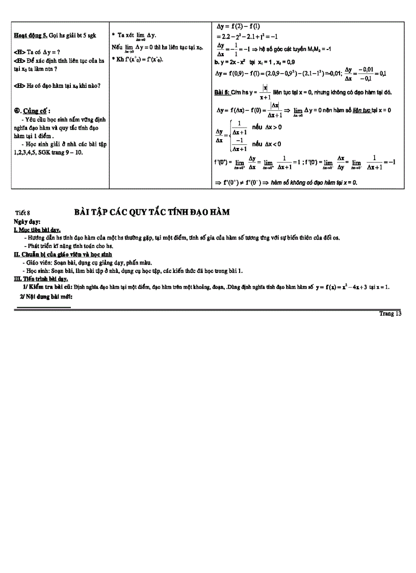 image for page Bài Giảng Định nghĩa ý nghĩa của Đạo hàm