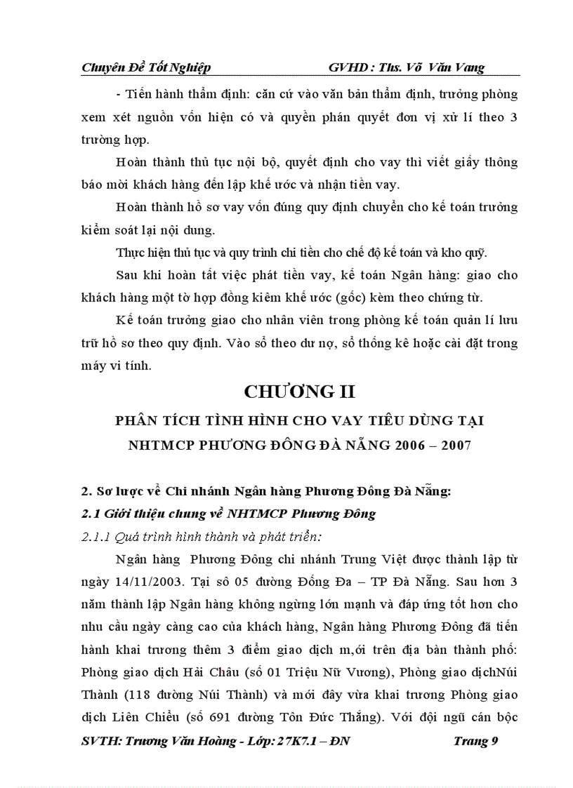 image for page Phân tích tình hình cho vay tiêu dùng tại nhtmcp phương đông đà nẵng 2006 2007