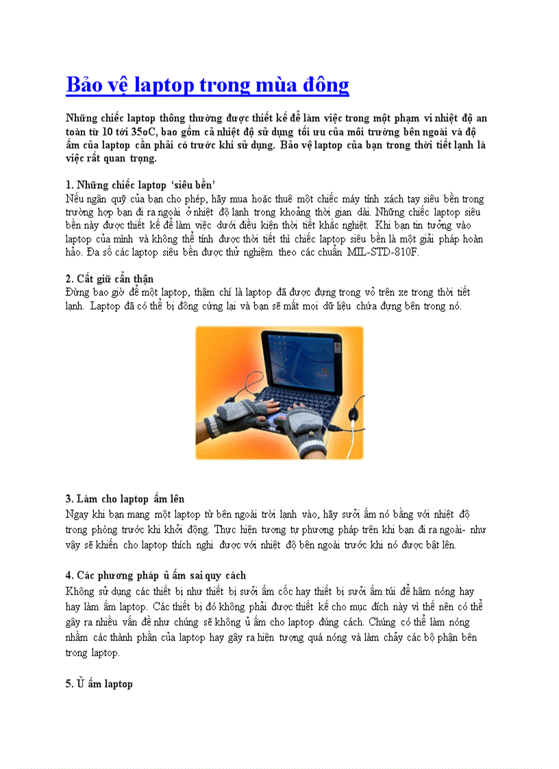 image for page Bảo vệ laptop trong mùa đông