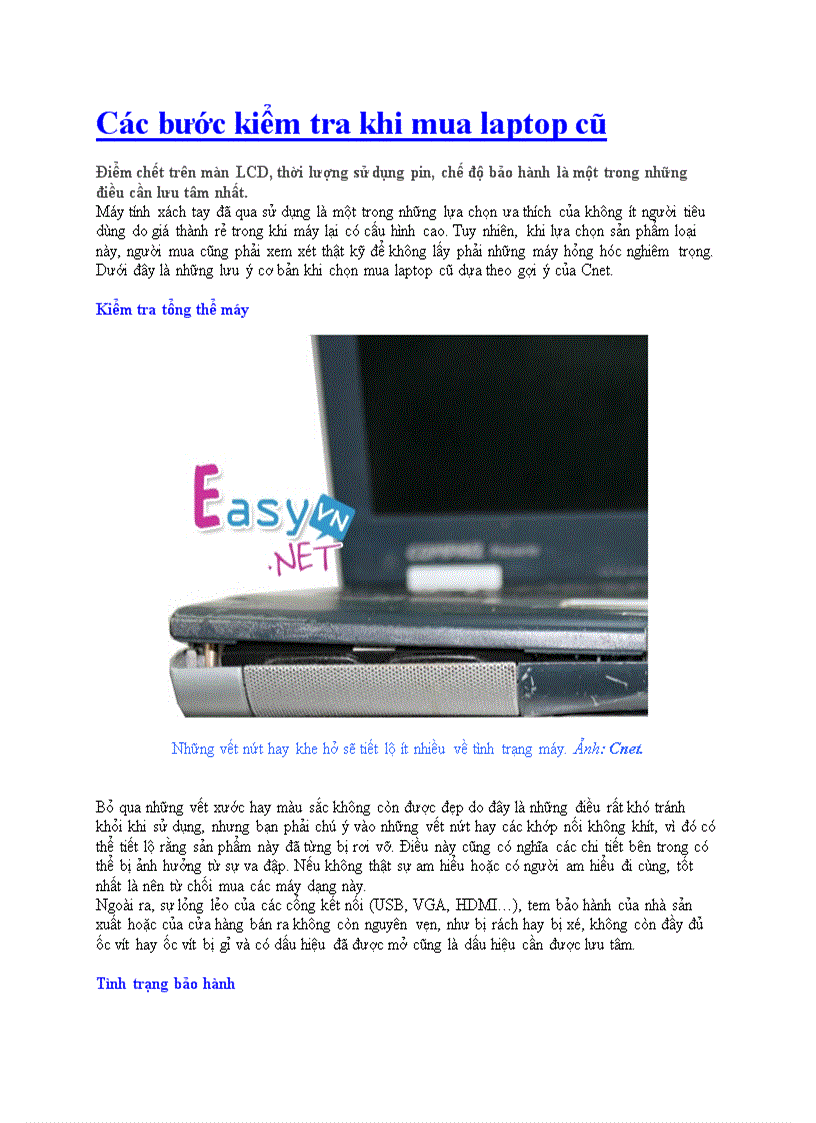 image for page Các bước kiểm tra khi mua laptop cũ