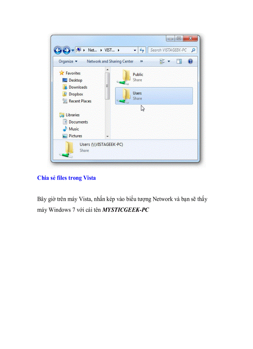 image for page Share Files và Printers giữa Windows 7 và Vista