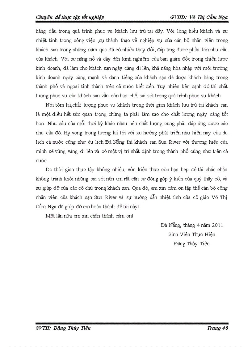 image for page Hoàn thiện chất lượng phục vụ của bộ phận lễ tân khách sạn sun river đà nẵng