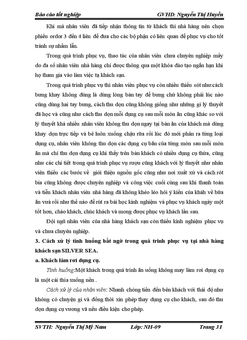 image for page Hoàn thiện quy trình phục vụ trực tiếp tại bàn của nhà hàng khách sạn SILVER SEA đà nẵng