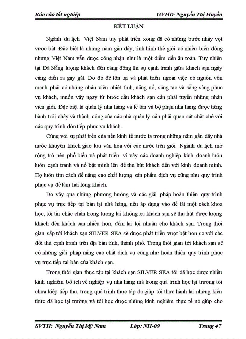 image for page Hoàn thiện quy trình phục vụ trực tiếp tại bàn của nhà hàng khách sạn SILVER SEA đà nẵng