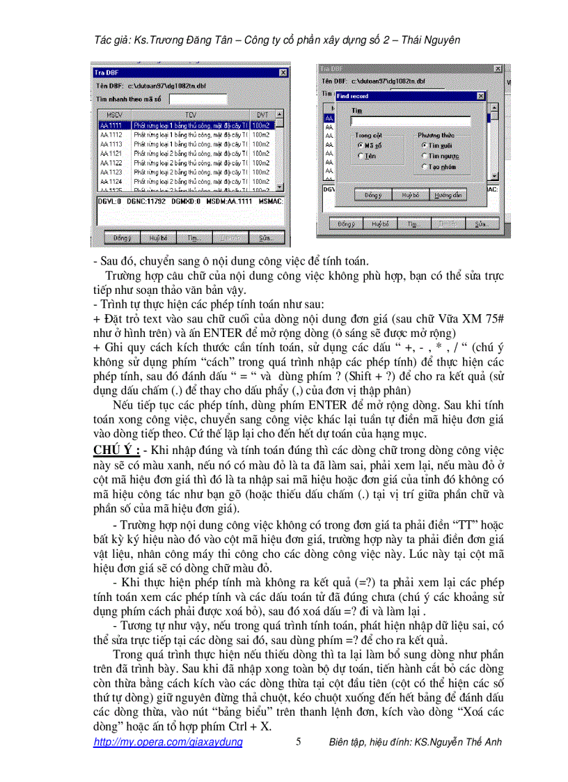image for page Hướng dẫn sử dụng chương trình dự toán 97