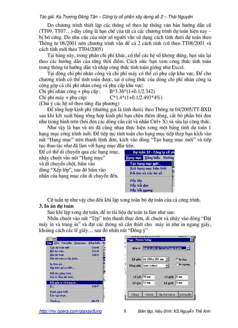 image for page Hướng dẫn sử dụng chương trình dự toán 97