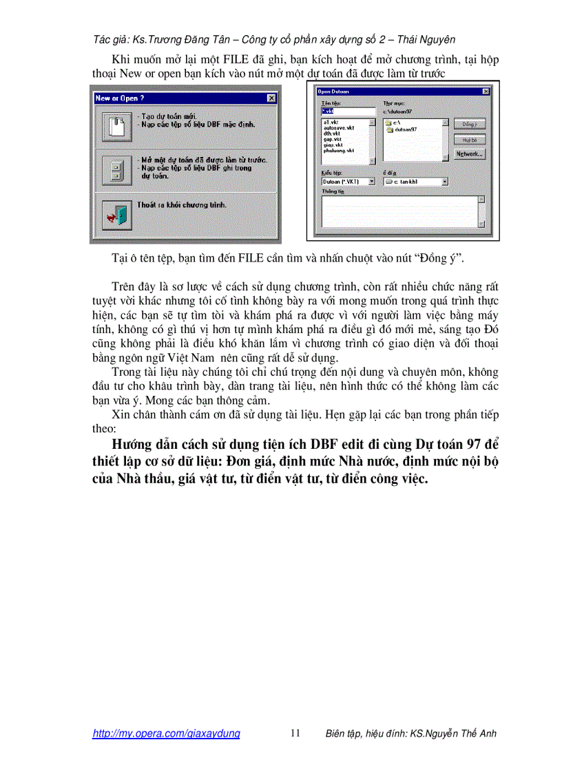 image for page Hướng dẫn sử dụng chương trình dự toán 97