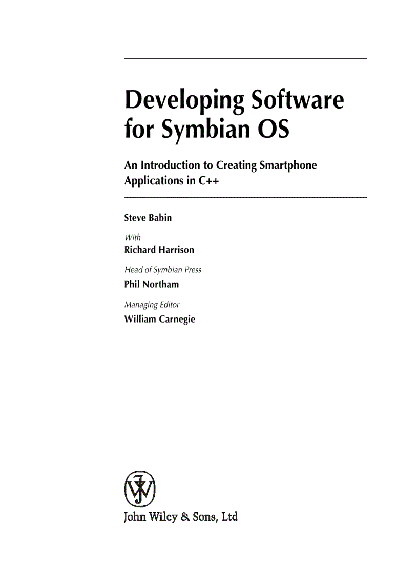 image for page Developing Software for Symbian OS